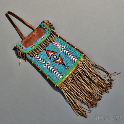 Kiowa Beaded Hide and Commercial Leather Dispatch Bag