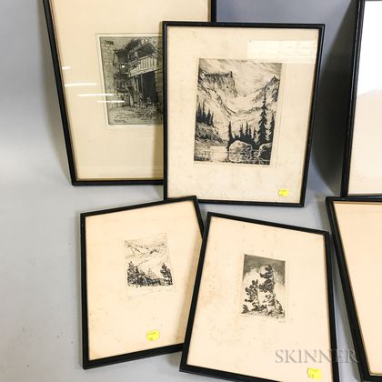 Six Framed Etchings