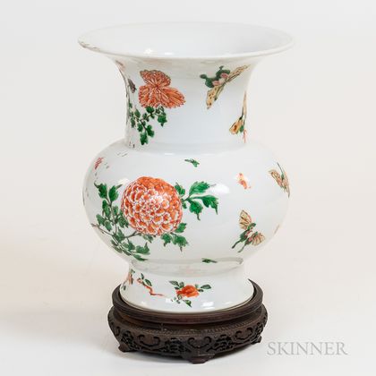 Chinese Vase with Butterflies and Stand