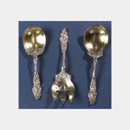 Three Reed & Barton Sterling &#34;Les Six Fleurs&#34; Serving Pieces