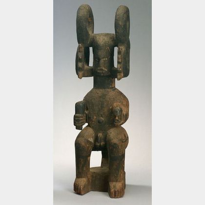 African Carved Wood Ikenga Figure