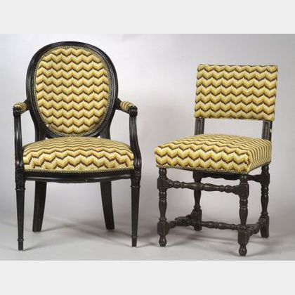 Assembled Set of Ebonized Dining Chairs