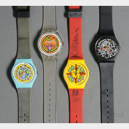 Four Keith Haring Designed Swatch Wristwatches