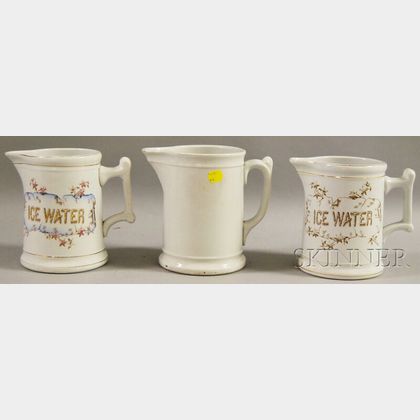 Three Knowles, Taylor & Knowles Co. "Granite" Ice Water Pitchers