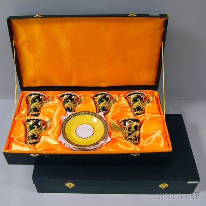 Two Cased Sets of "Barocco" Teacups and Saucers After Versace