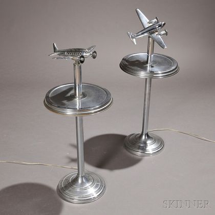 Pair of Art Deco Airplane Lamp Stands 