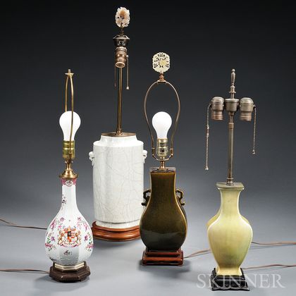 Four Ceramic Vase Lamps