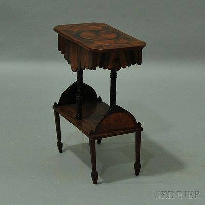 Tramp Art Parquetry Two-drawer End Table