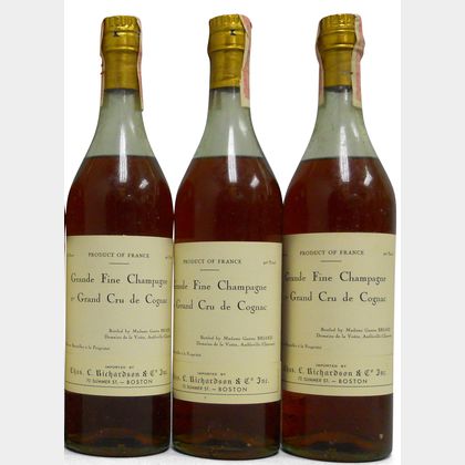 Domaine de la Voute Grand Fine Champagne Cognac 1er Grand Cru de Cognac, 3 4/5 quart bottles 