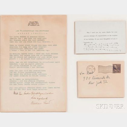 Einstein, Albert (1879-1955) Printed Note with Signed Manuscript Postscript, 1 April 1954.