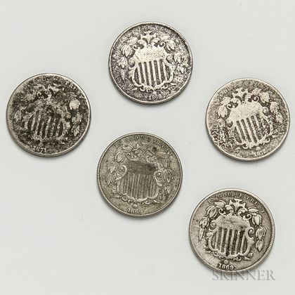 Five Shield Nickels