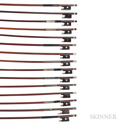 Fifteen Nickel-mounted Violin Bows