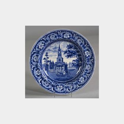 Blue and White Transfer Decorated Staffordshire Soup Plate