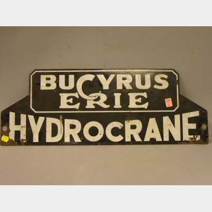 Bucyrus Erie Hydrocrane Enameled Metal Sign. 
