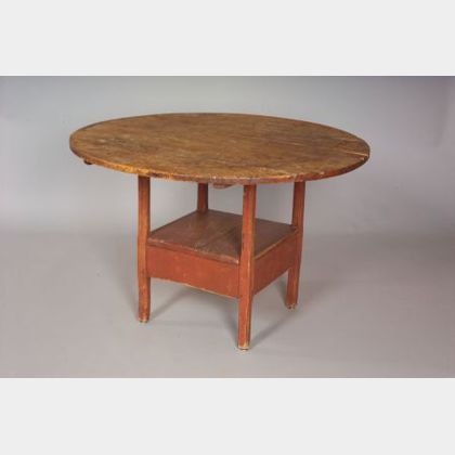 Red-painted Maple and Pine Hutch Table