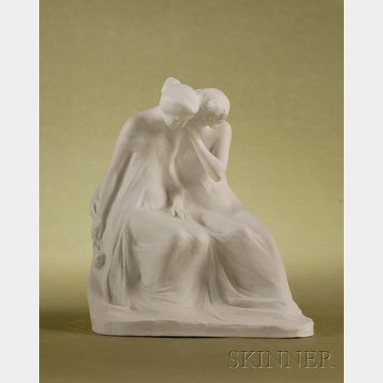 Limoges Bisque Figural Group of Two Gossiping Nymphs