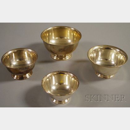 Four Small Revere-style Bowls
