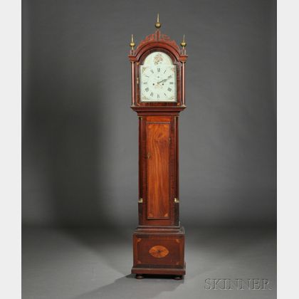 Federal Mahogany Quarterfan-inlaid Tall Case Clock