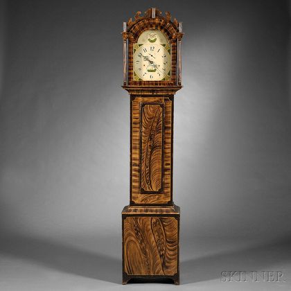 Paint-decorated Pine Tall Case Clock