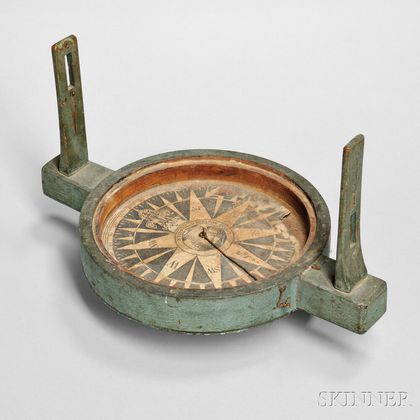 Jacob Quincy Green-painted Surveyor's Compass