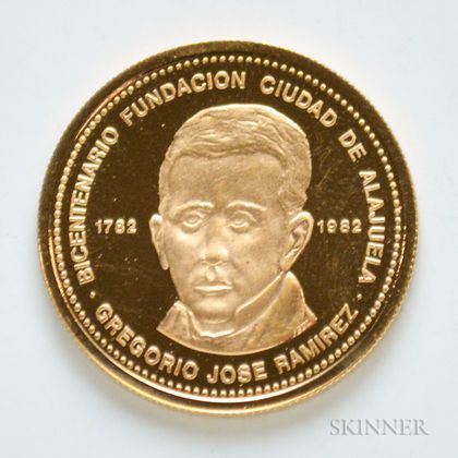 1981 Costa Rican 5,000 Colones Proof Gold Coin.