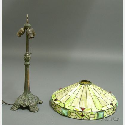 Metal Overlay Table Lamp, Probably Bradley & Hubbard