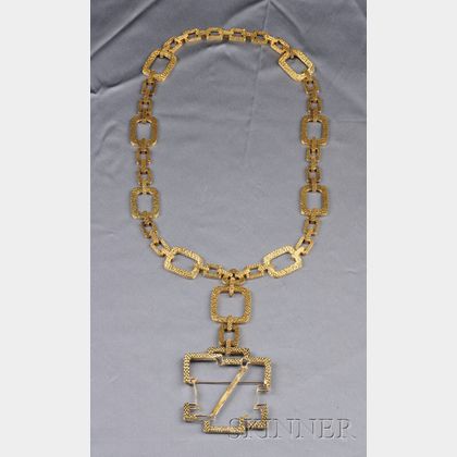 Monumental 18kt Gold Pendant Necklace, Wander, France