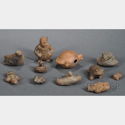 Ten Pre-Columbian Pottery Wind Instruments