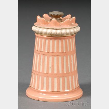 Rare Engine-turned Earthenware Pepper Mill