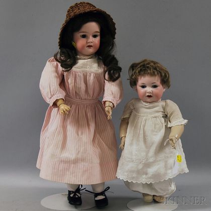 CM Bergmann Girl and AM 971 Bisque Head Baby Doll