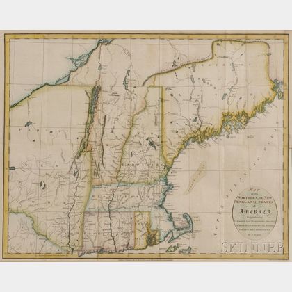 New England. John Russell (c. 1750-1829) Map of the Northern or New England States of America