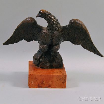 Carved Spreadwing Eagle on Marble Plinth