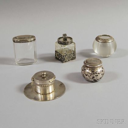 Five Sterling Silver-mounted Glass Items