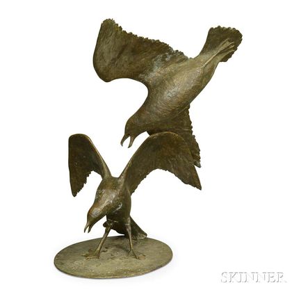 Large Bronze Garden Statue of Two Seagulls. Estimate $300-500