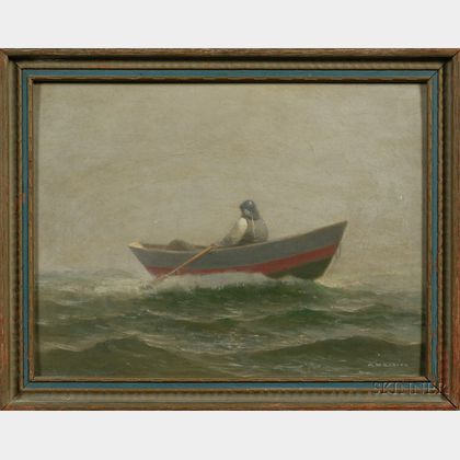 Charles Drew Cahoon (Massachusetts, 1861-1951) Foggy Day with Fisherman Rowing Out to Sea.