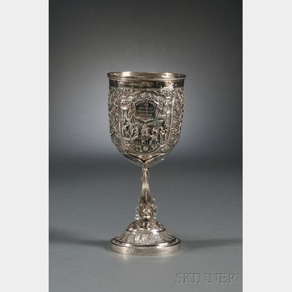 Chinese Export Silver Trophy Goblet