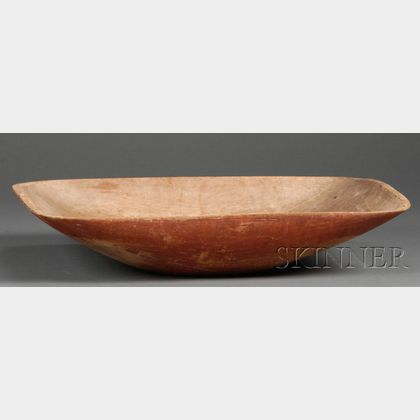 Red-painted Oblong Maple Chopping Bowl