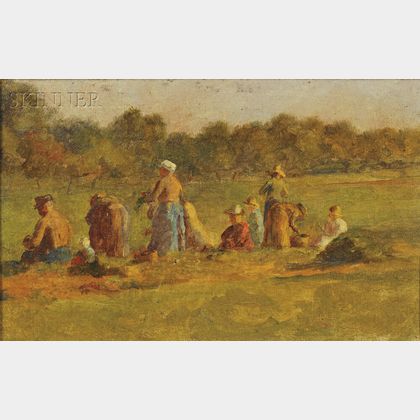 Attributed to Eastman Johnson (American, 1824-1906) Study for The Cranberry Harvest