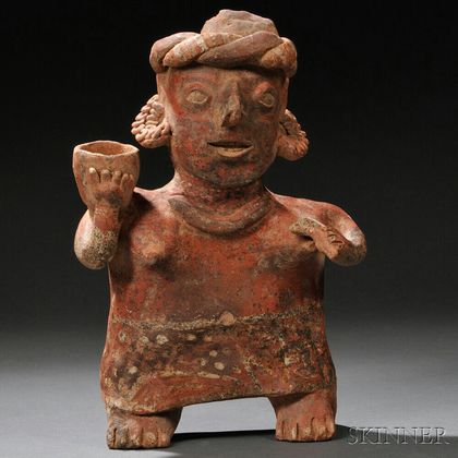 Nayarit Female Figure with Bowl and Fan (?)