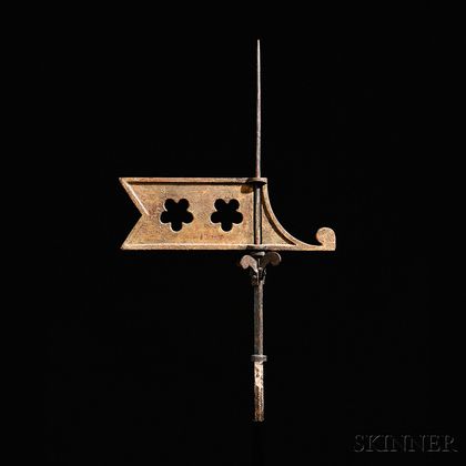 Small Cast Iron Bannerette Weathervane on Stand