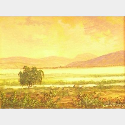 Framed Oil on Canvasboard Western Landscape