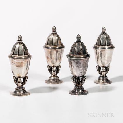 Four Georg Jensen Sterling Silver Shakers
