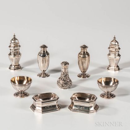 Group of Sterling Silver and Silver-plated Salt Shakers