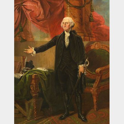 After Gilbert Stuart, (19th Century) Portrait of George Washington's Lansdowne Portrait by Gilbert Stuart.