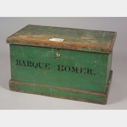 Green Painted Pine Sailor's Box
