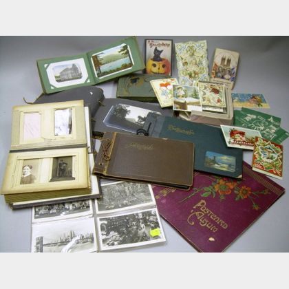 19th Century Portrait Photograph Album and a Group of Early 20th Century Postcards and Photographs