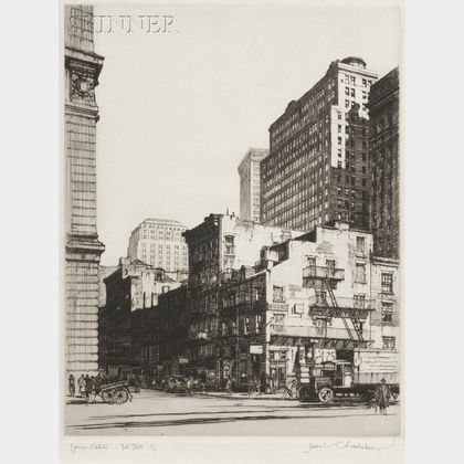 Samuel V. Chamberlain (American, 1895-1975) Lower Manhattan - Old and New
