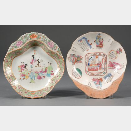 Two Chinese Export Porcelain Shrimp Dishes