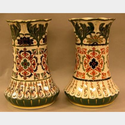 Pair of English Decorated Ceramic Vases. 