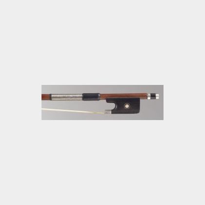 French Silver Mounted Violoncello Bow, Andre Vigneron, c.1920